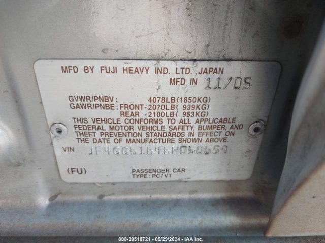 2006 SAAB 9-2X JF4GG61646H050659 Photo 8