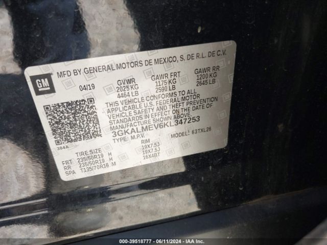 3GKALMEV6KL347253 GMC Terrain Sle