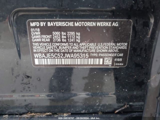WBAJE5C52JWA95315 BMW 540I