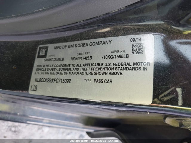 Chevrolet Spark 1lt Cvt 2015 KL8CD6S9XFC715092 Image 9