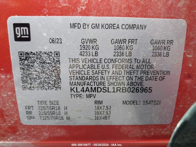 KL4AMDSL1RB026965 Buick Encore Gx Sport Touring Fwd