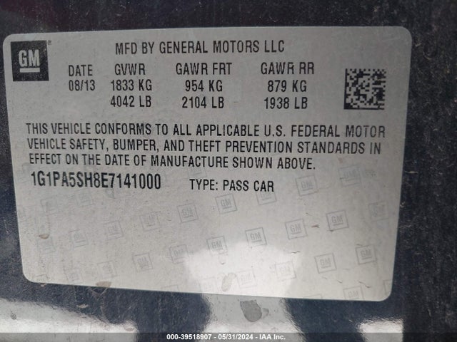 Chevrolet Cruze Ls Auto 2014 1G1PA5SH8E7141000 Image 9