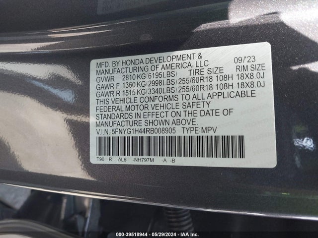 Honda Pilot Awd Ex-l 2024 5FNYG1H44RB008905 Image 9