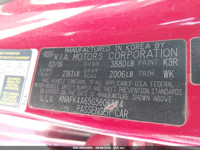 KIA FORTE LX 2016 KNAFK4A65G5606824 Image 9