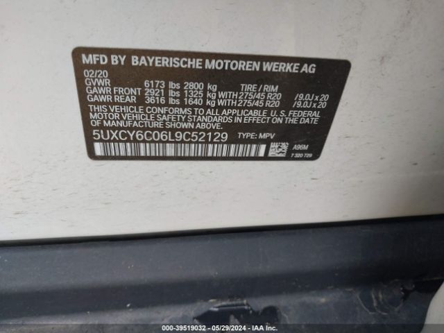5UXCY6C06L9C52129 BMW X6 Xdrive40i