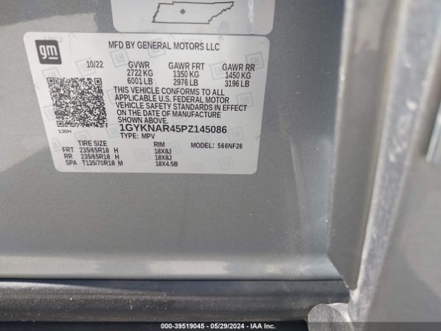 1GYKNAR45PZ145086 Cadillac Xt5 Fwd Luxury