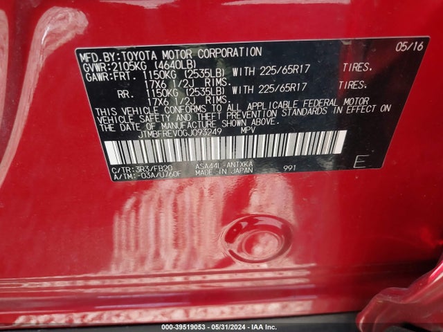 Toyota RAV4 LE 2016 JTMBFREV0GJ093249 Image 9