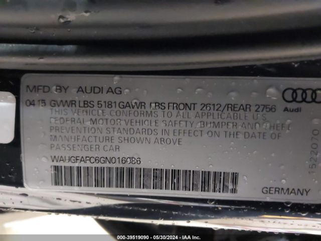 WAUGFAFC6GN016086 Audi A6 2.0t Premium Plus