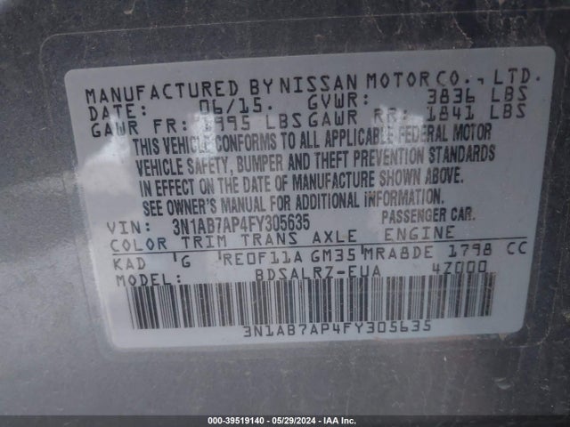Nissan SENTRA SR 2015 3N1AB7AP4FY305635 Image 9