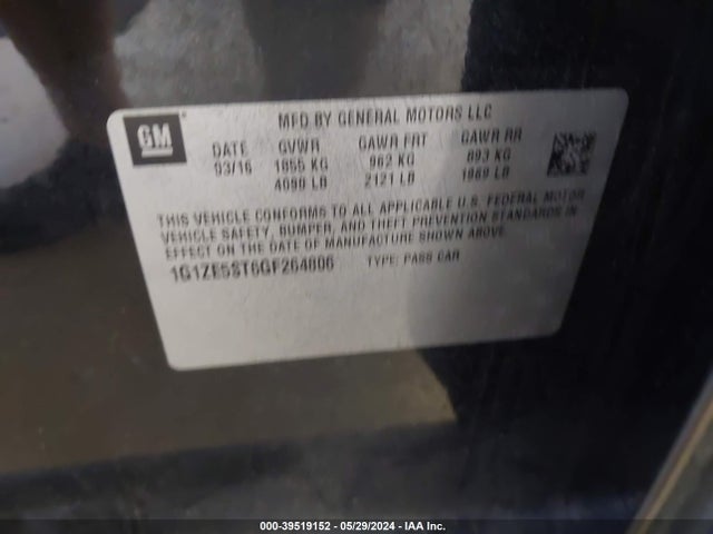 Chevrolet MALIBU 1LT 2016 1G1ZE5ST6GF264806 Image 9