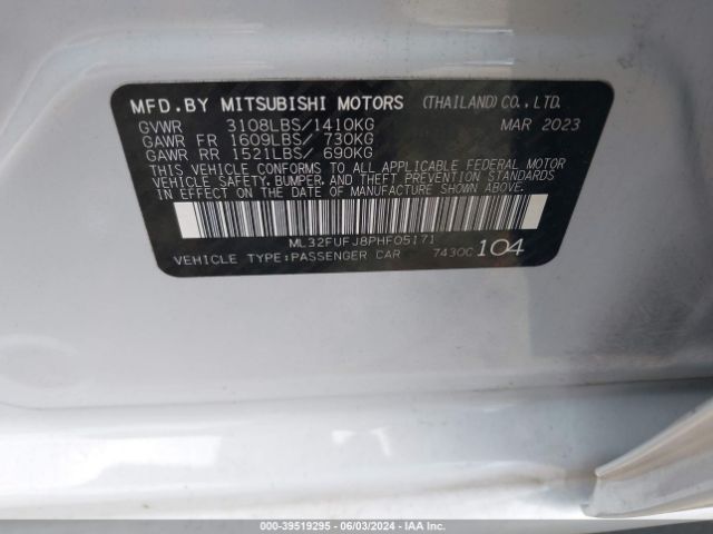 ML32FUFJ8PHF05171 Mitsubishi Mirage G4 Es
