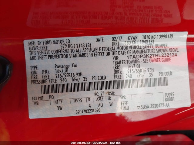 Ford FOCUS SE 2017 1FADP3K27HL232124 Image 9
