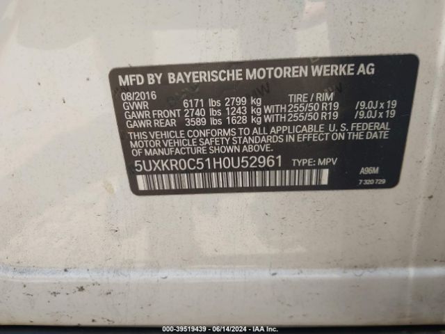 5UXKR0C51H0U52961 BMW X5 Xdrive35i