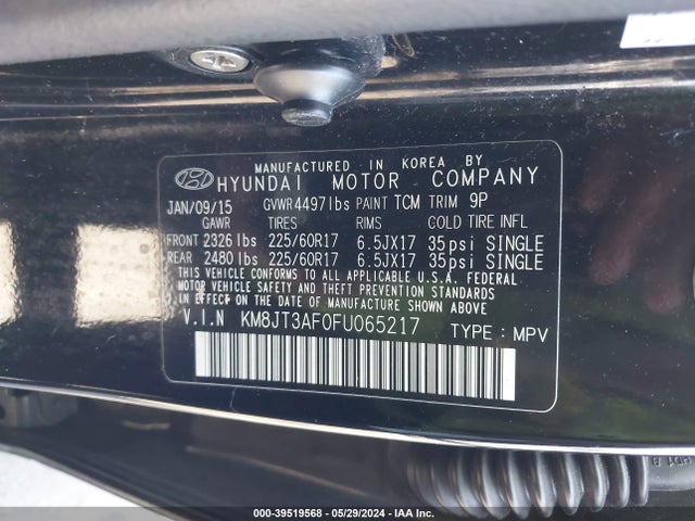 Hyundai TUCSON GLS 2015 KM8JT3AF0FU065217 Image 9