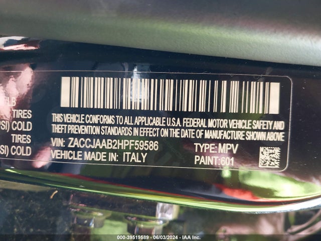 ZACCJAAB2HPF59586 Jeep Renegade Sport Fwd