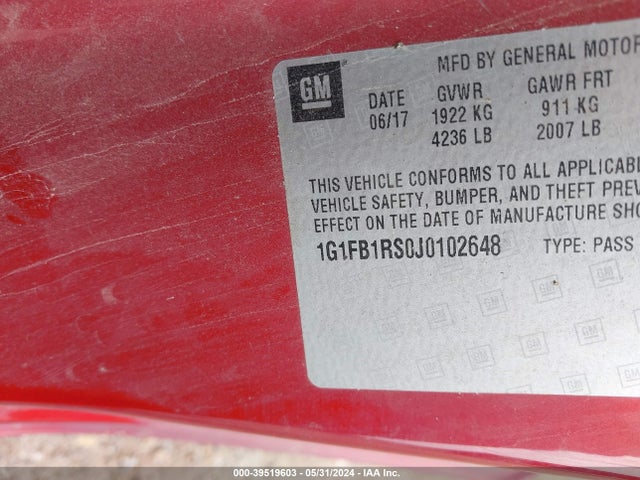 Chevrolet Camaro 1lt 2018 1G1FB1RS0J0102648 Image 9