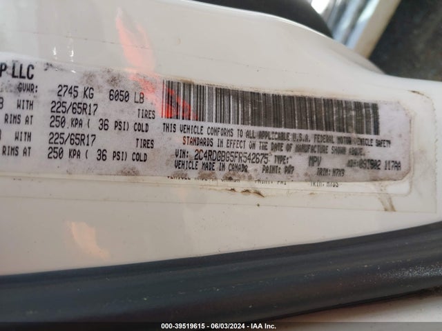 Dodge Grand Caravan Se 2015 2C4RDGBG5FR542675 Image 9