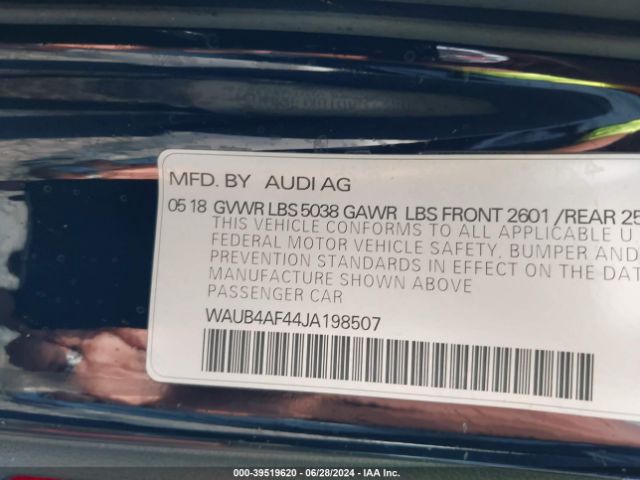 WAUB4AF44JA198507 Audi S4 3.0t Premium Plus