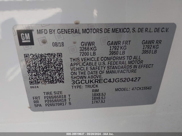 Chevrolet Silverado 1500 2lt 2018 3GCUKREC4JG520427 Image 9