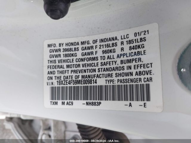 19XZE4F59ME009814 Honda INSIGHT EX