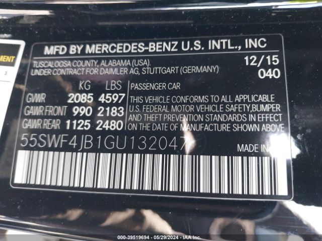 55SWF4JB1GU132047 Mercedes-Benz C 300 Luxury/sport