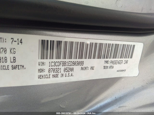 Dodge DART SXT 2014 1C3CDFBB1ED903099 Image 9