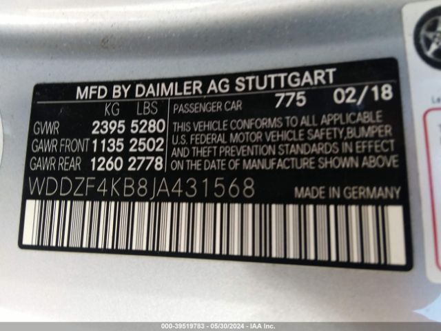 WDDZF4KB8JA431568 Mercedes-Benz E 300 4matic