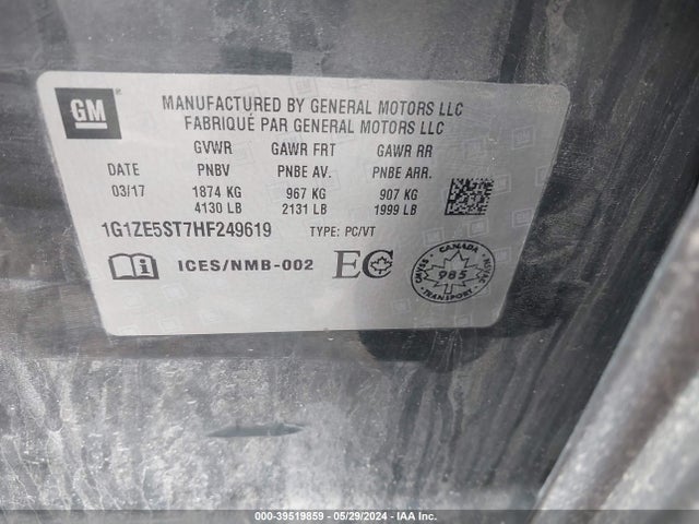 Chevrolet MALIBU 1LT 2017 1G1ZE5ST7HF249619 Image 9