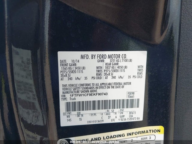 Ford F-150 Stx 2014 1FTFW1CF9EKF90743 Image 9