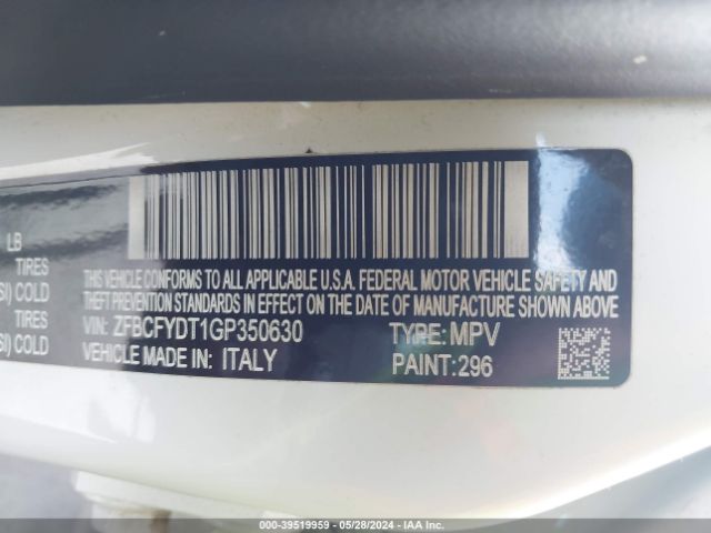ZFBCFYDT1GP350630 Fiat 500x Lounge