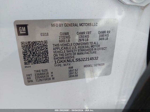 GMC Acadia Slt-1 2018 1GKKNULS5JZ214532 Image 9