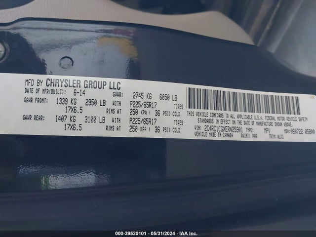 2C4RC1CGXER425901 Chrysler Town & Country Touring-l