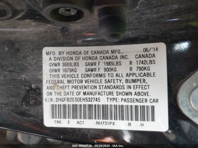 2HGFB2E50EH532745 Honda Civic Lx