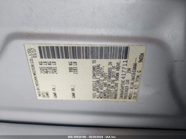 Nissan Maxima 3.5 Sv 2017 1N4AA6AP1HC417711 Image 9