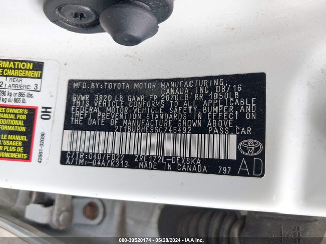 Toyota Corolla S Plus 2016 2T1BURHE9GC745492 Image 9