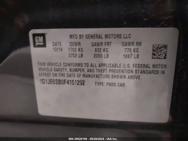 Chevrolet Sonic Ltz Auto 2015 1G1JE6SB0F4151292 Image 9