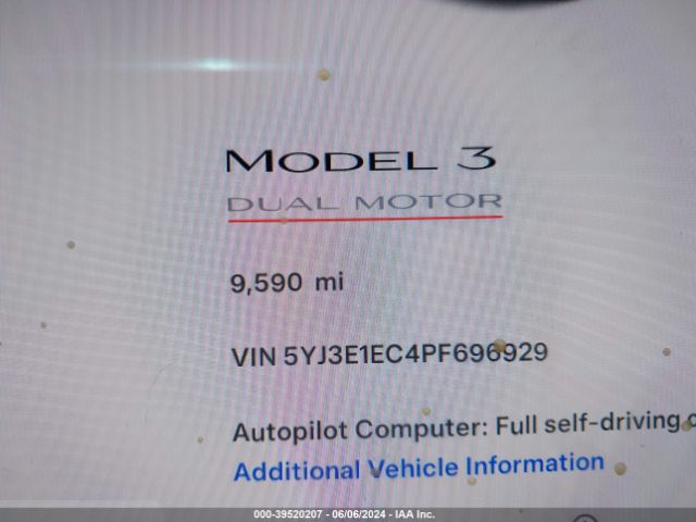 5YJ3E1EC4PF696929 Tesla Model 3 Performance Dual Motor All-wheel Drive
