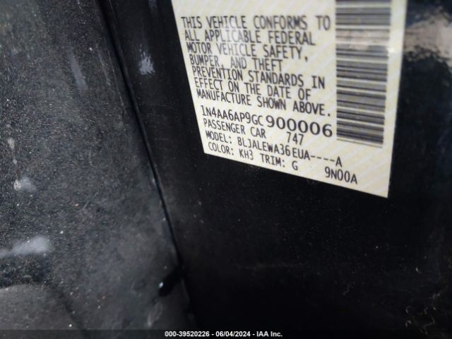 1N4AA6AP9GC900006 Nissan Maxima 3.5 Sl
