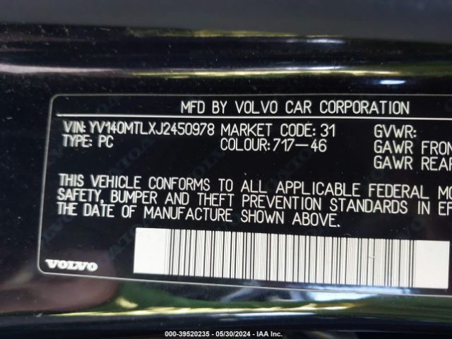 YV140MTLXJ2450978 Volvo S60 T5 Dynamic