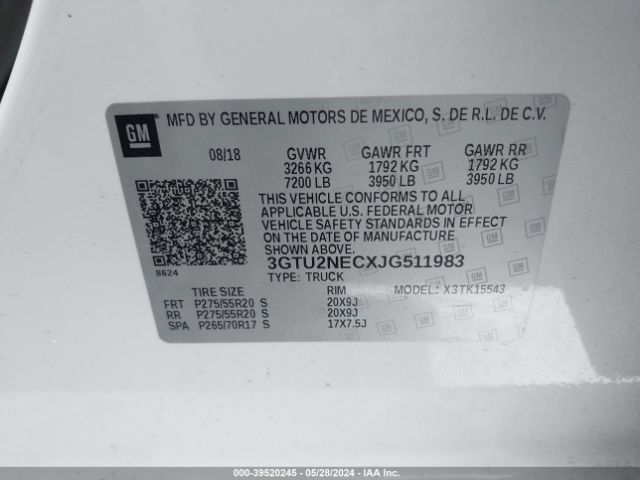 3GTU2NECXJG511983 GMC Sierra 1500 Slt
