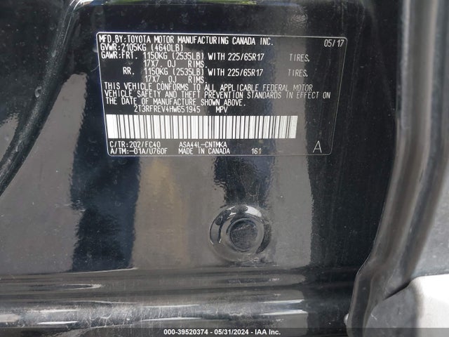 Toyota Rav4 Xle 2017 2T3RFREV4HW651945 Image 9