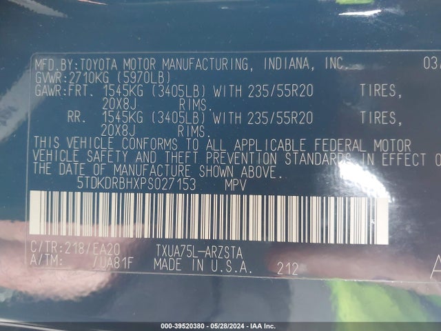 Toyota Highlander Xse 2023 5TDKDRBHXPS027153 Image 9