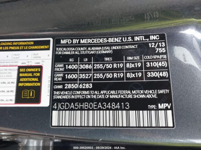 4JGDA5HB0EA348413 Mercedes-Benz Ml 350 4matic