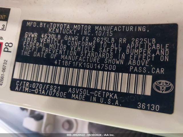 Toyota CAMRY SE 2016 4T1BF1FK1GU147500 Image 9