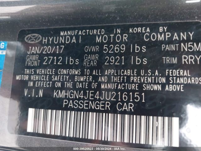 KMHGN4JE4JU216151 Genesis G80 3.8