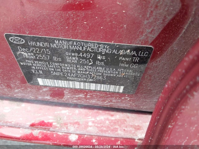 Hyundai SONATA SE 2016 5NPE24AF7GH372863 Image 9