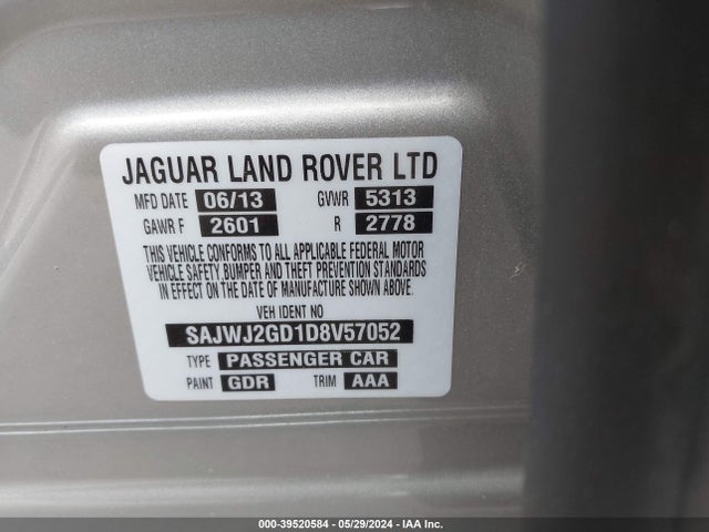 2013 JAGUAR XJ SAJWJ2GD1D8V57052 Photo 8