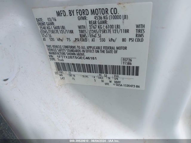 Ford F-250 Xl 2016 1FT7X2BT5GEC46181 Image 9