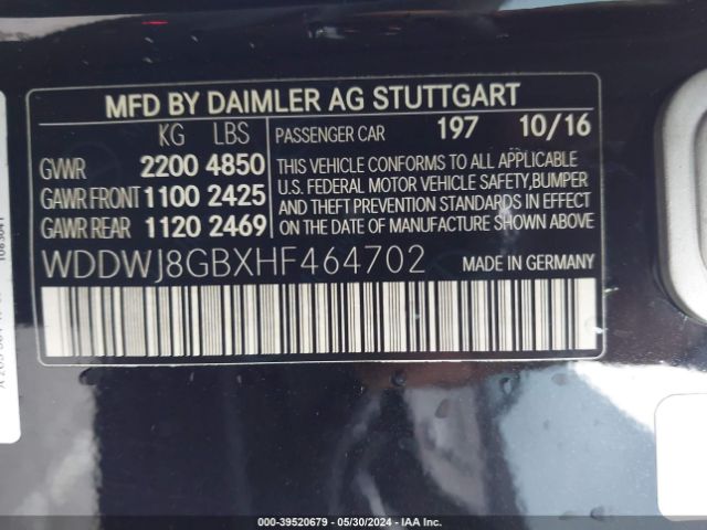 WDDWJ8GBXHF464702 Mercedes-Benz Amg C 63