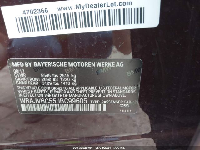 WBAJV6C55JBC99605 BMW 640i Gran Turismo Xdrive